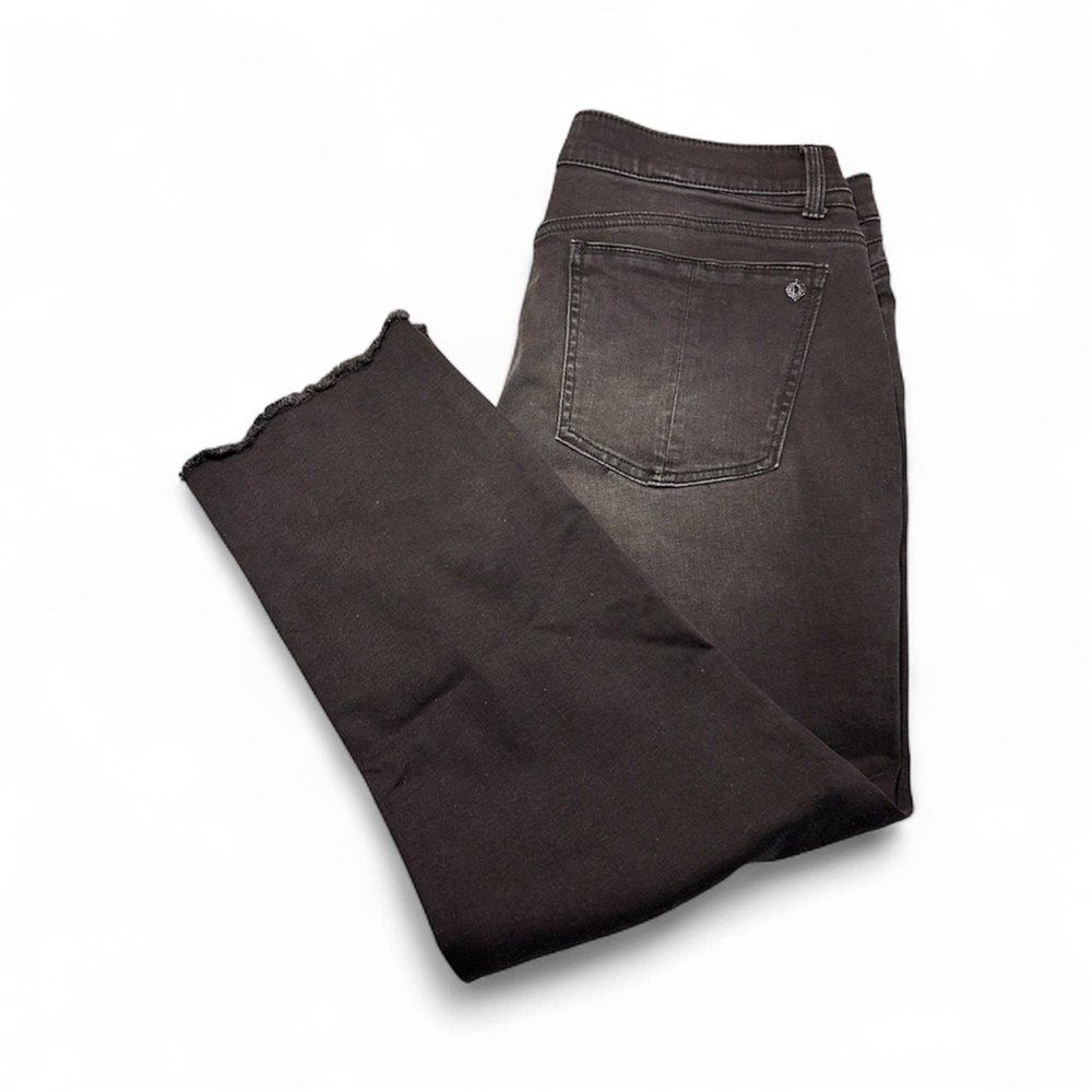 Democracy AbSolution Women's Jeans size 16 black, scalloped frayed hem